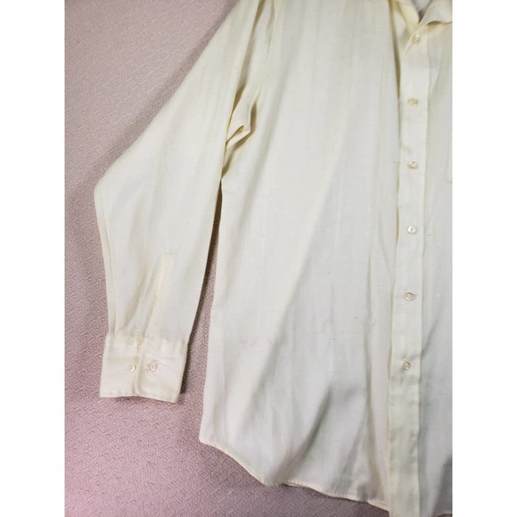 VTG Montgomery Ward Shirt Mens 16 Ivory Long Sleeve Button Up Collar Dress Shirt - Picture 2 of 9